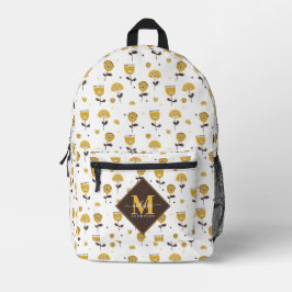 Moderner Gelbblütenblume Individuelle Name Mitte d Bedruckter Rucksack