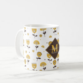 Moderner Gelbblütenblume Individuelle Name Mitte d Kaffeetasse