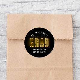 Moderner Gelber Neonenon-Abschluss Runder Aufkleber