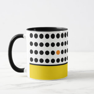 Moderner gelber orangefarbener Polka-Farbblock Tasse