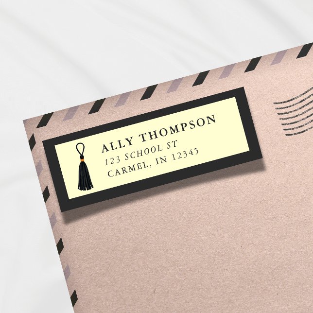 Moderner gelber Quaste für Abschlusskappen  (Modern Yellow Graduation Cap Tassel Label)