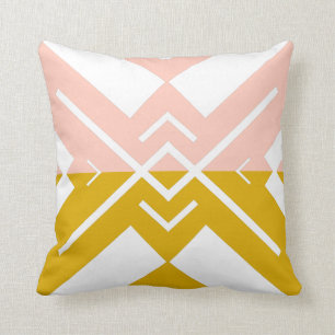 Moderner geometrisch rosa Senffarbe Kissen