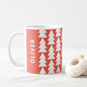 Moderner geometrisch roter Weihnachtsbaum Kaffeetasse