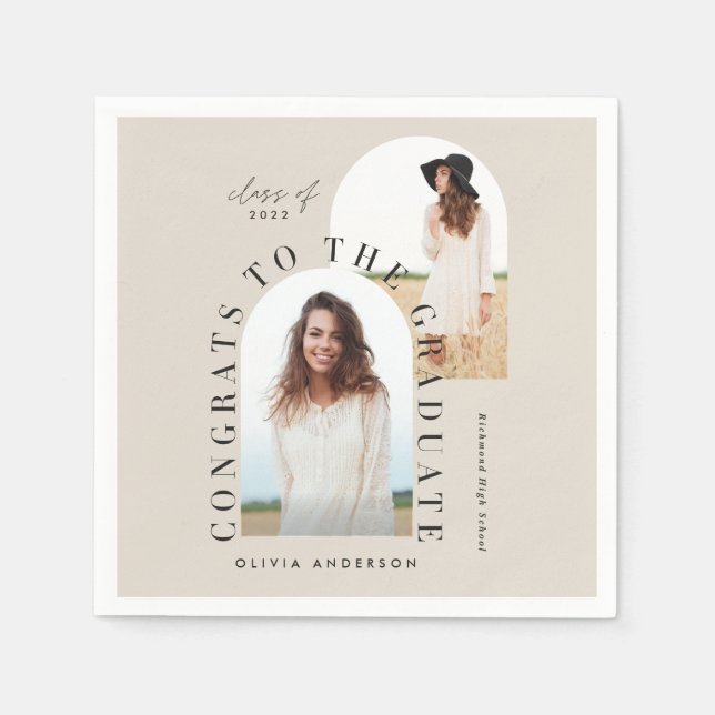 Moderner geometrischer Abschluss mit mehreren Foto Serviette (Vorderseite)