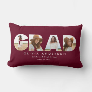 Moderner geometrischer bordeauxfarbener Multi-Foto Lendenkissen