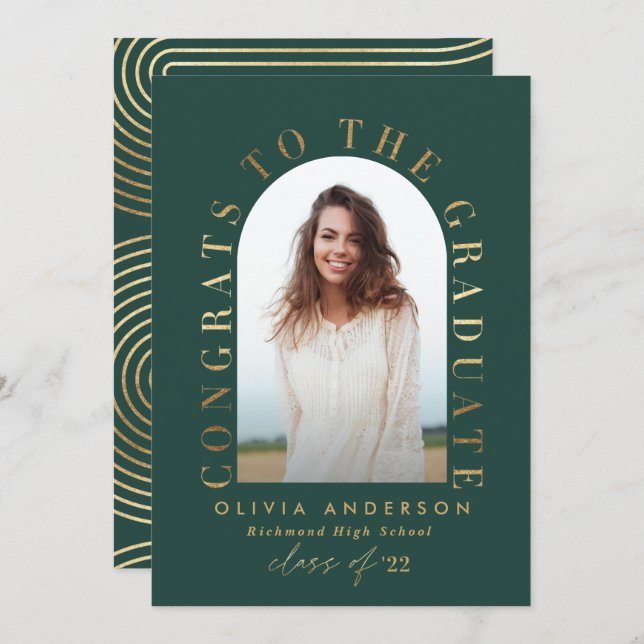 Moderner geometrischer, grüner Foto Bogen Abschlus (Vorne/Hinten)