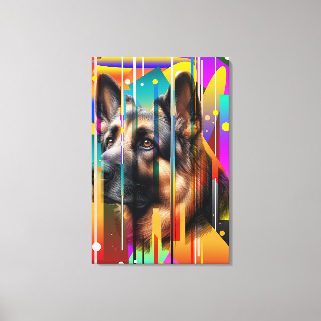 Moderner geometrischer Hund Leinwanddruck (Vorderseite)