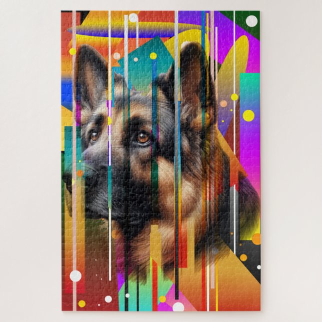 Moderner geometrischer Hund Puzzle (Vertikal)