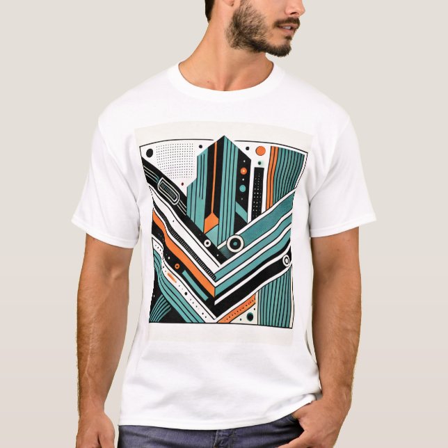 Moderner geometrischer MännerT - Shirt - kühl Abst (Vorderseite)