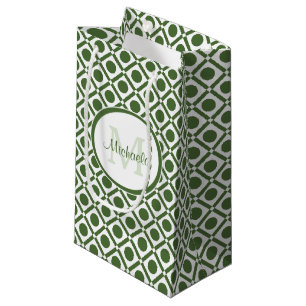 Moderner geometrischer Mit Monogramm Name Grün und Kleine Geschenktüte