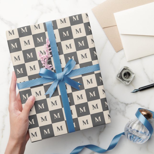 Moderner geometrischer monogramm Farbblock Geschenkpapier (Schenken)