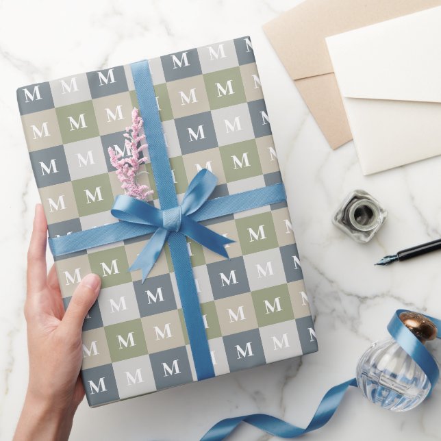 Moderner geometrischer monogramm Farbblock Geschenkpapier (Schenken)