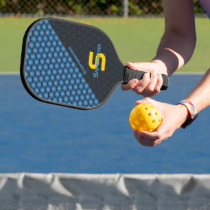 Moderner geometrischer Mustereisen-Blauer Individu Pickleball Schläger
