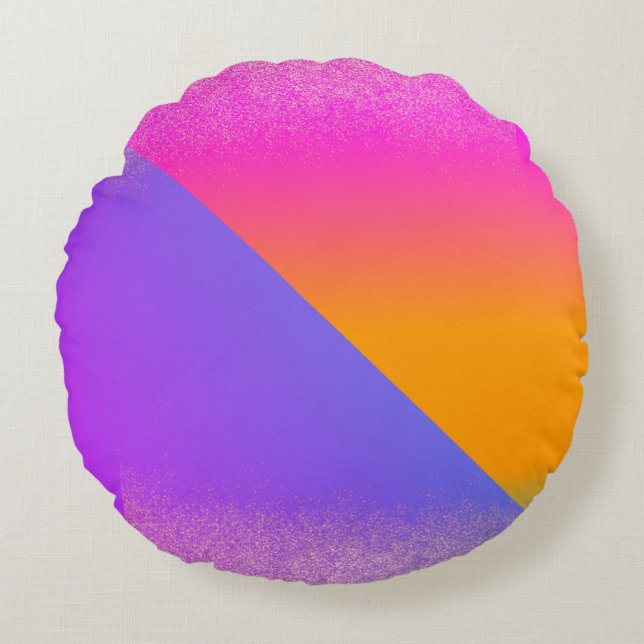 Moderner geometrischer Neon Ombre Triangle Glitzer Rundes Kissen (Vorderseite)