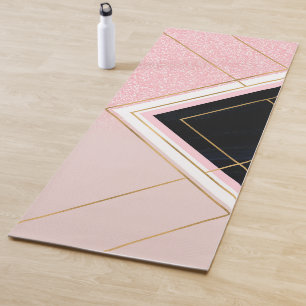Moderner geometrischer rosa Goldanschlag-Entwurf Yogamatte