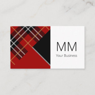 Moderner geometrischer roter Tartan-kariertes Visitenkarte