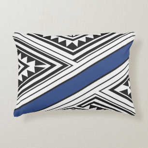 Moderner geometrischer Schwarz-Blau-Akzent Dekokissen