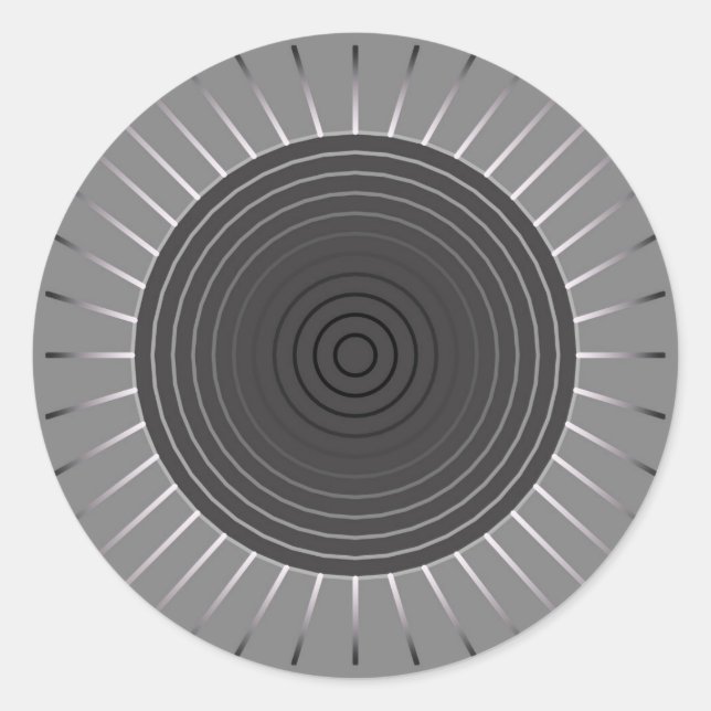 Moderner geometrischer Sonnenburst - Dunkler Hämat Runder Aufkleber (Vorderseite)