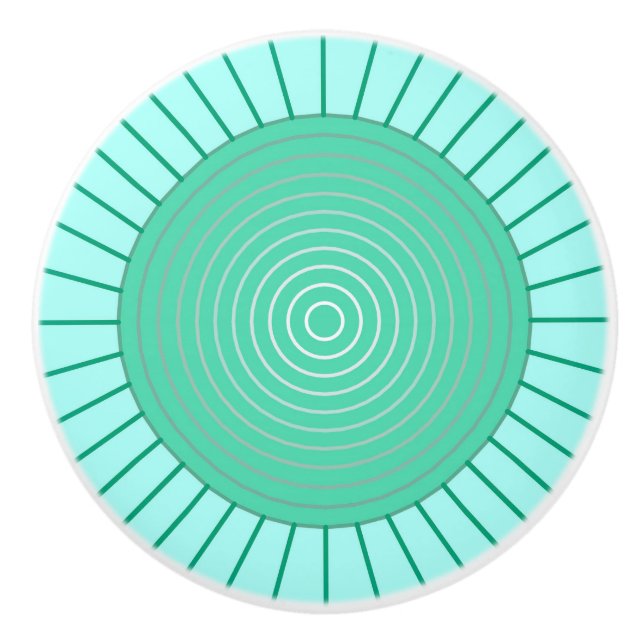 Moderner geometrischer Sonnendurchbruch - Aqua und Keramikknauf (Vorderseite)