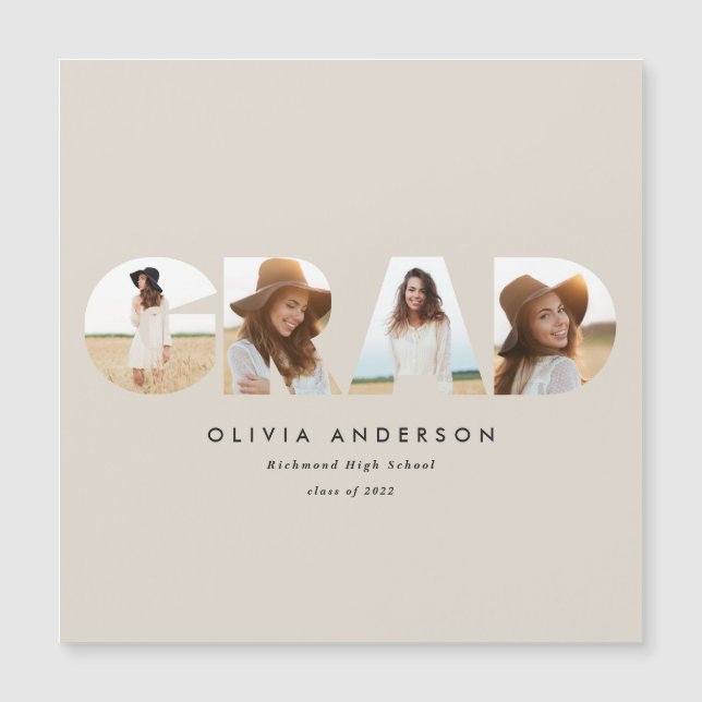 Moderner geometrischer typografischer Foto Bogen A Magnetkarte (Vorderseite)