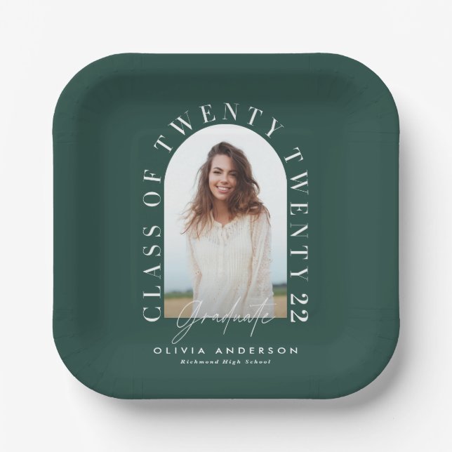 Moderner geometrischer typografischer Foto Bogen A Pappteller (Vorderseite)