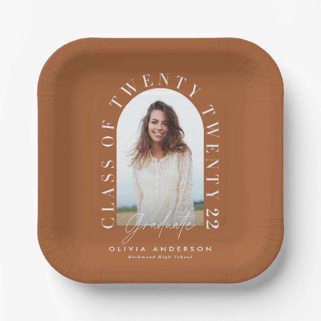 Moderner geometrischer typografischer Foto Bogen A Pappteller (Vorderseite)