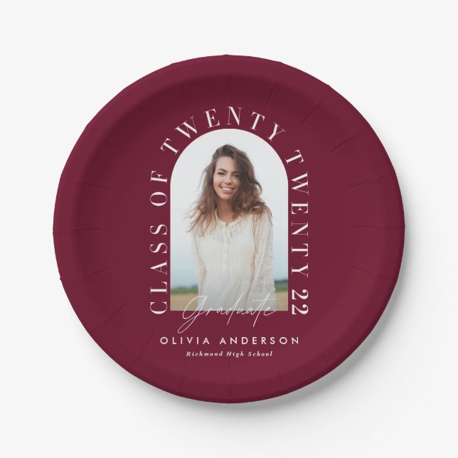 Moderner geometrischer typografischer Foto Bogen A Pappteller (Vorderseite)