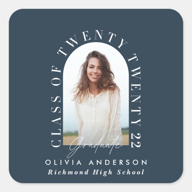 Moderner geometrischer typografischer Foto Bogen A Quadratischer Aufkleber (Vorderseite)