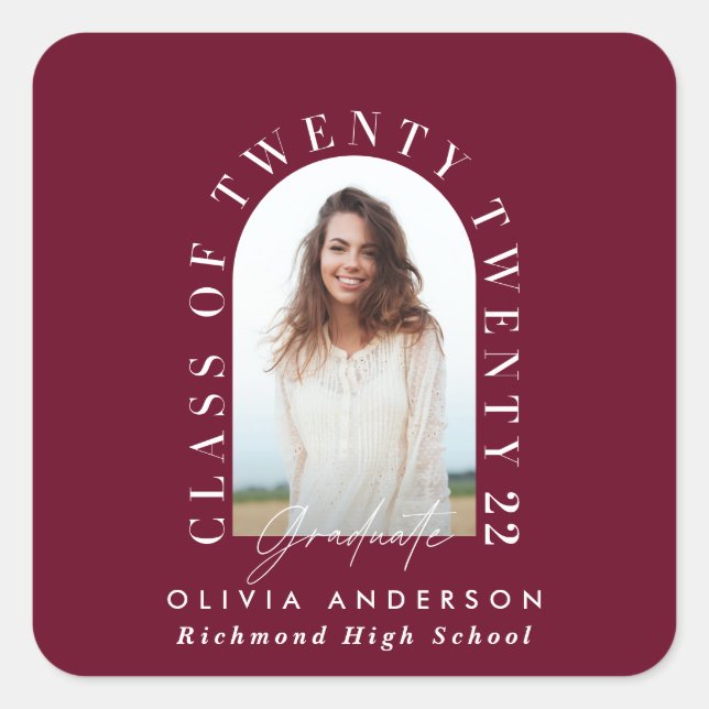 Moderner geometrischer typografischer Foto Bogen A Quadratischer Aufkleber (Vorderseite)