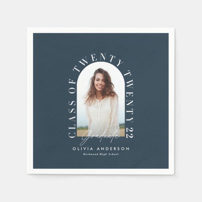 Moderner geometrischer typografischer Foto Bogen A Serviette (Vorderseite)