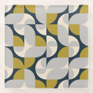 Moderner geometrischer Vintager Retro-Hintergrund Glasuntersetzer