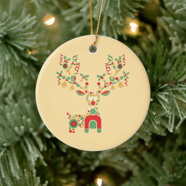 Moderner geometrischer Weihnachtsbaum | festlich Keramik Ornament (Baum)