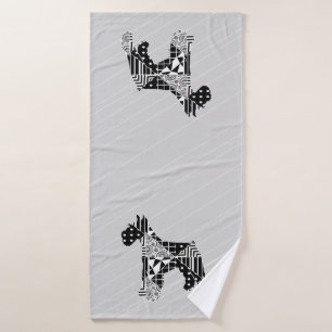 Moderner geometrischer Zwergschnauzer Badhandtuch Set