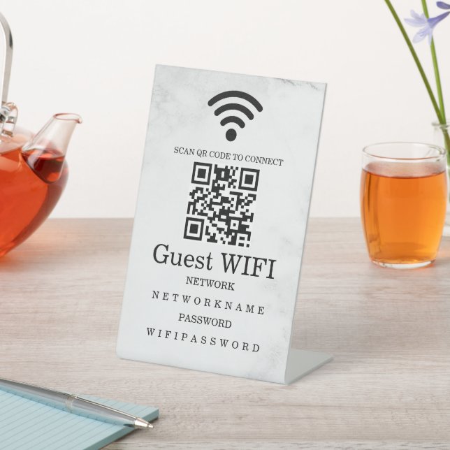 Moderner Geschäft QR-Code Wifi-Netzwerk Personalis Sockelschild (In SItu)