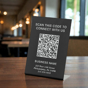 Moderner Geschäft Schwarz QR-Code Sockelschild