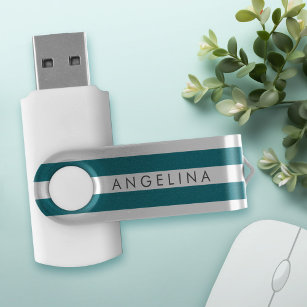 Moderner gestreifter Muster-Individuelle Name - Bl USB Stick