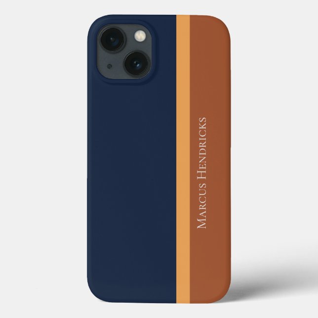 Moderner gestreifter Navy-, Gold- und Bronze-Farbb Case-Mate iPhone Hülle (Rückseite)