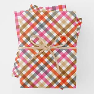 Moderner Gingham-Geburtstag Geschenkpapier Set