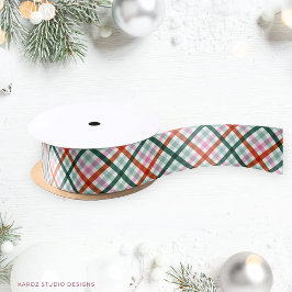 Moderner Gingham Holiday Satinband