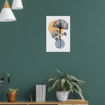 Moderner Ginkgo-Blatt-Botanikposter