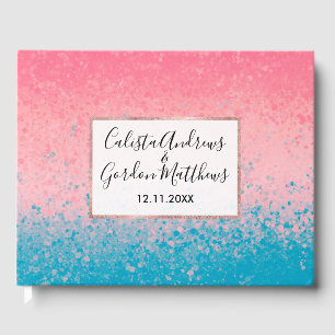 Moderner Giralkorallenrosa farbenfroher Spritzer Gästebuch