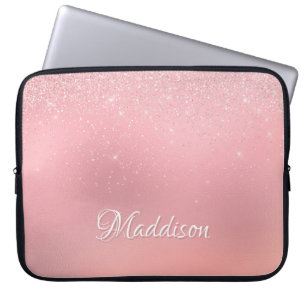 Moderner Girl Blush Pink Silver Glitzer Laptopschutzhülle