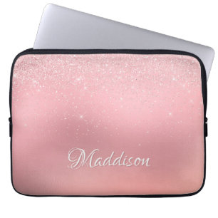 Moderner Girl Blush Pink Silver Glitzer Laptopschutzhülle