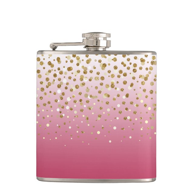 Moderner Girl-Glitzer Konfetti Pink Gradient Flachmann (Vorderseite)