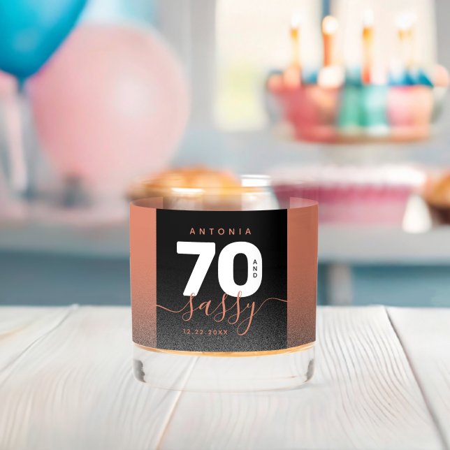 Moderner Girly Copper Glitzer 70 und Sassy Whiskyglas (Insitu (Baby Party))