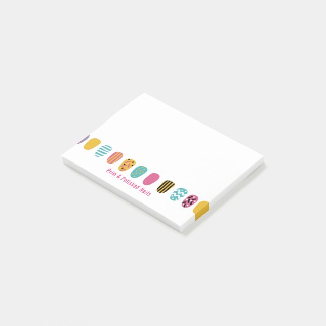 Moderner Girly Pink Aquamarin Nail Salon Post-it Klebezettel (angewinkelt)