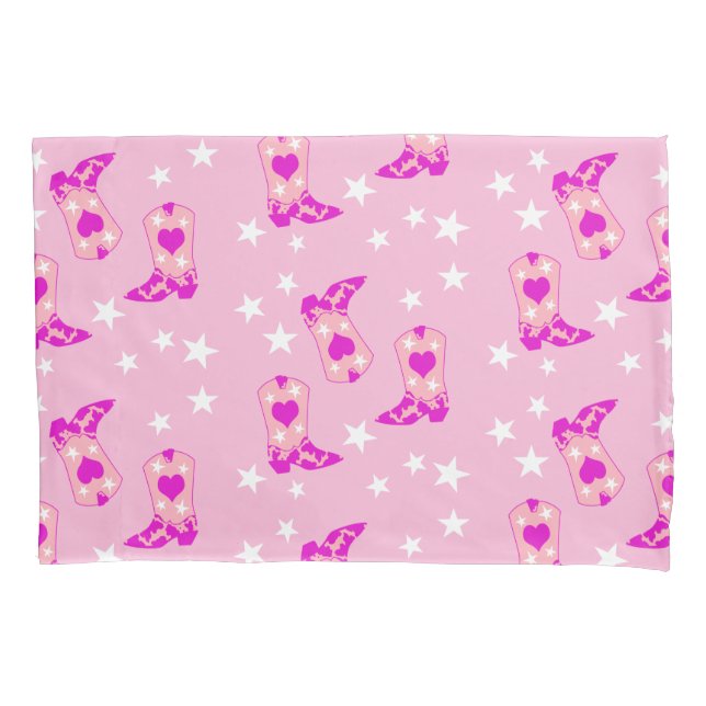 Moderner Girly Pink Cowgirl Western Stiefts Stars  Kissenbezug (Vorderseite)