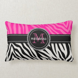 Moderner Girly schwarzer rosa Zebra-Druck Lendenkissen