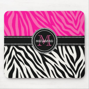 Moderner Girly schwarzer rosa Zebra-Druck Mousepad