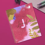Moderner Glam Abstrakt Pink Gold Glimmering Glitze Planer<br><div class="desc">Modernes und trendiges personalisiertes Planerdesign mit abstrakt schimmerndem glänzenden Hintergrund in Rosa,  Blau,  lila und Goldfarben mit Imitaten goldenen Blätter. Der Text ist vollständig anpassbar.</div>